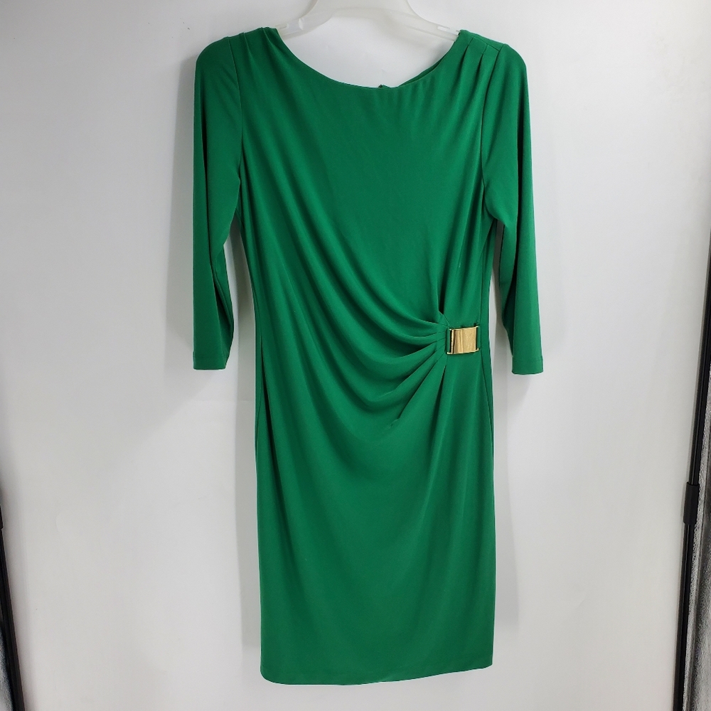 TAHARI ARTHUR LEVINE womens 12 green faux wrap dress